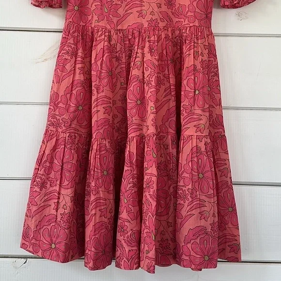 Utsa Kids Pink & Gold Floral Cotton Summer Dress Size 9/10 - Picture 11 of 14